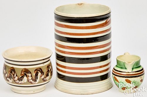 THREE PIECES OF MOCHA PEARLWARE,