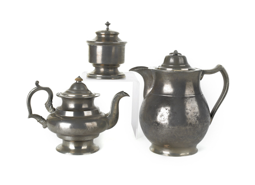 Three pieces of pewter 19th c. to