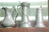 THREE PIECES OF PEWTER. A pitc