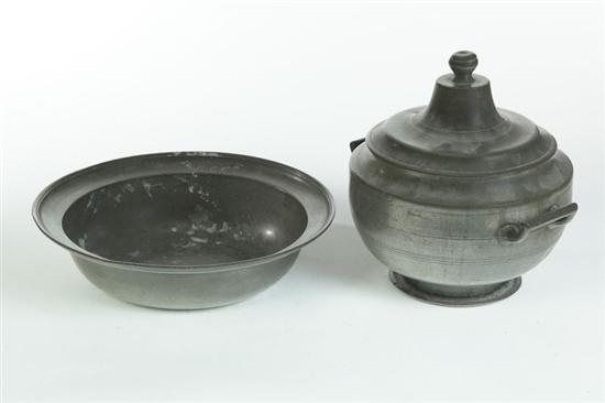 ****THREE PIECES OF PEWTER. 