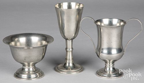 THREE PIECES OF PEWTERThree
