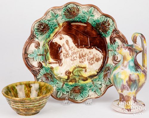 THREE PIECES OF POTTERY, 19TH AND