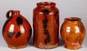 THREE PIECES OF REDWARE, EARLY