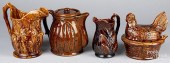 THREE PIECES OF ROCKINGHAM POT