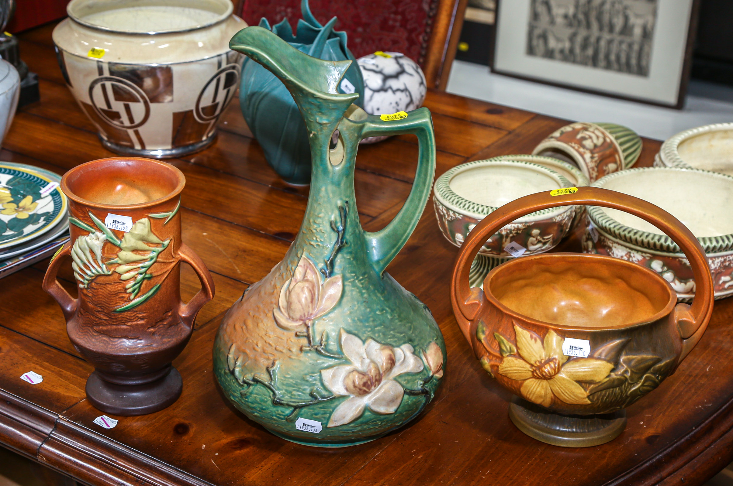THREE PIECES OF ROSEVILLE ART
