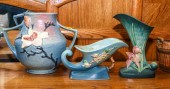 THREE PIECES OF ROSEVILLE POTT