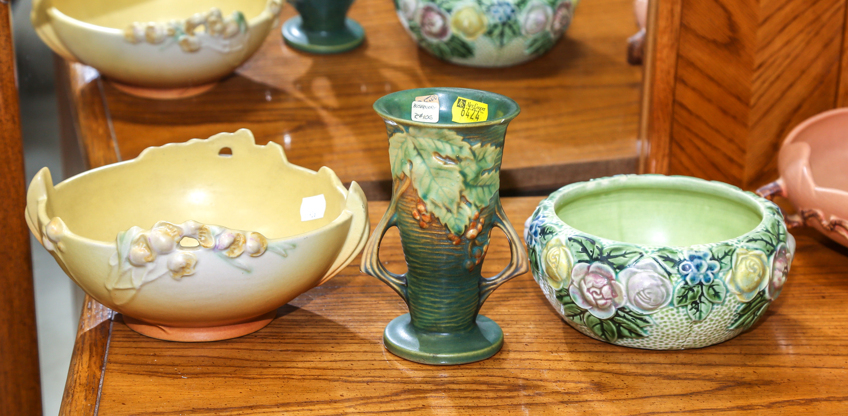 THREE PIECES OF ROSEVILLE POTTERY