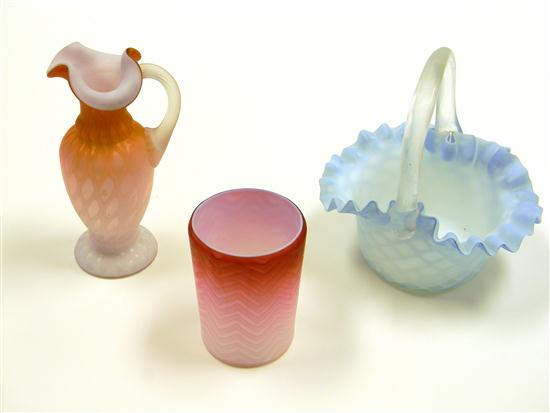 Three pieces of ''satin'' glass