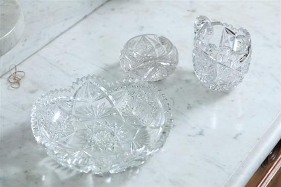 THREE PIECES OF SIGNED CUT GLASS. A