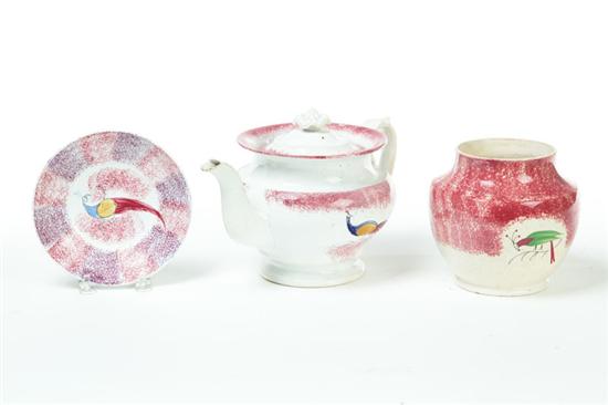 THREE PIECES OF SPATTERWARE. 
