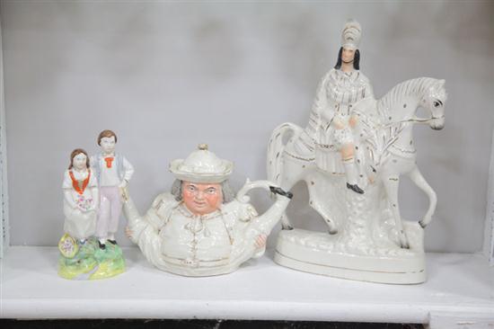THREE PIECES OF STAFFORDSHIRE.