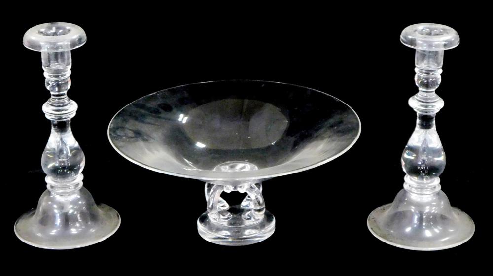 THREE PIECES OF STEUBEN GLASS,