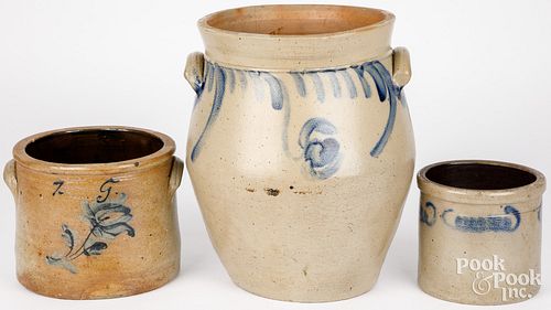 THREE PIECES OF STONEWARE, 19TH