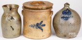 THREE PIECES OF STONEWARE, 19T
