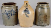 THREE PIECES OF STONEWARE, 19T