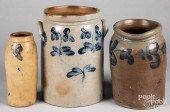 THREE PIECES OF STONEWARE, 19T