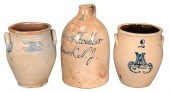 THREE PIECES OF STONEWAREThree