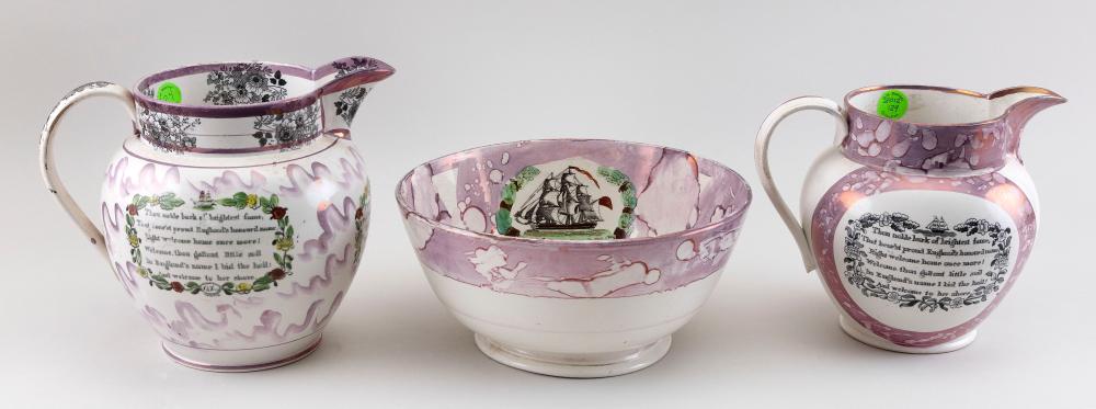 THREE PIECES OF SUNDERLAND PINK