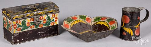 THREE PIECES OF TOLEWARE, 19TH