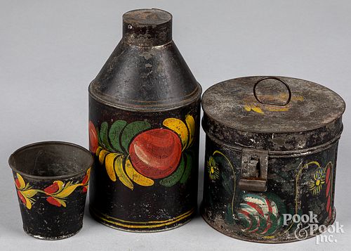THREE PIECES OF TOLEWARE, 19TH