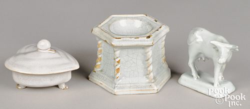 THREE PIECES OF WHITE DELFT, 18TH