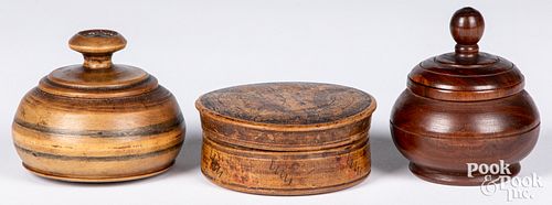 THREE PIECES OF WOODENWARE, 19TH