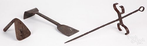 THREE PIECES OF WROUGHT IRON, TO