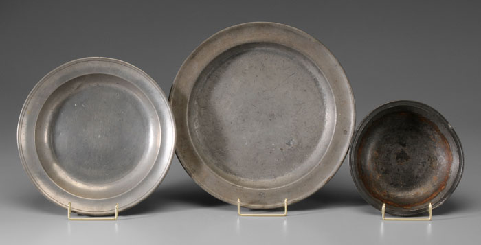 Three Pieces Pewter one American