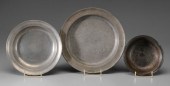 Three Pieces Pewter one Americ