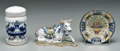 Three pieces polychrome Delft: