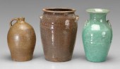 Three pieces pottery: alkaline