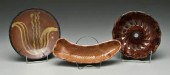 Three pieces redware pottery: