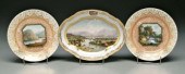 Three pieces scenic porcelain,