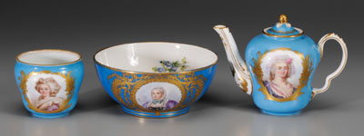 Three pieces Sevres porcelain,