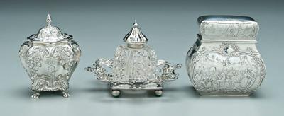 Three pieces silver and silver