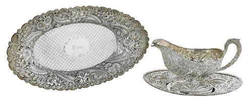 THREE PIECES STERLING REPOUSSE