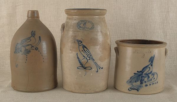 Three pieces stoneware with