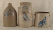 Three pieces stoneware with co