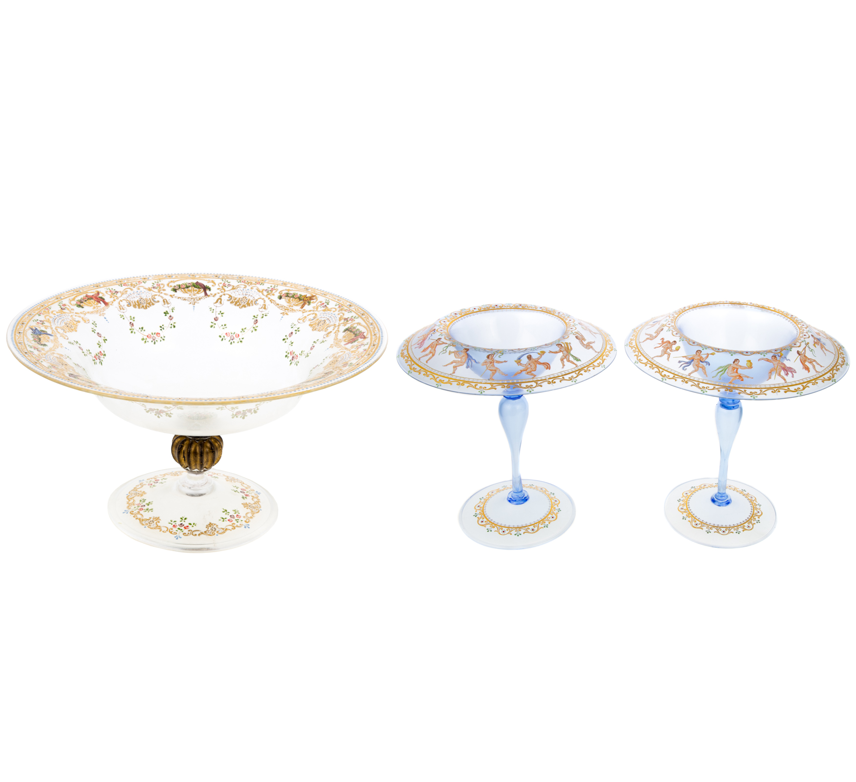 THREE PIECES VENETIAN ENAMELED