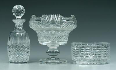 Three pieces Waterford glass: 9 in.