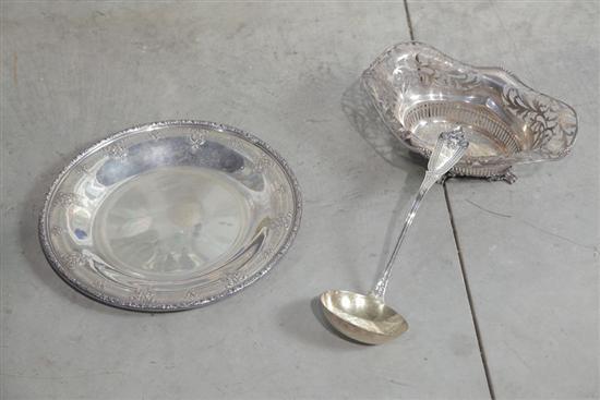 THREE PIECS OF STERLING. Ladle.