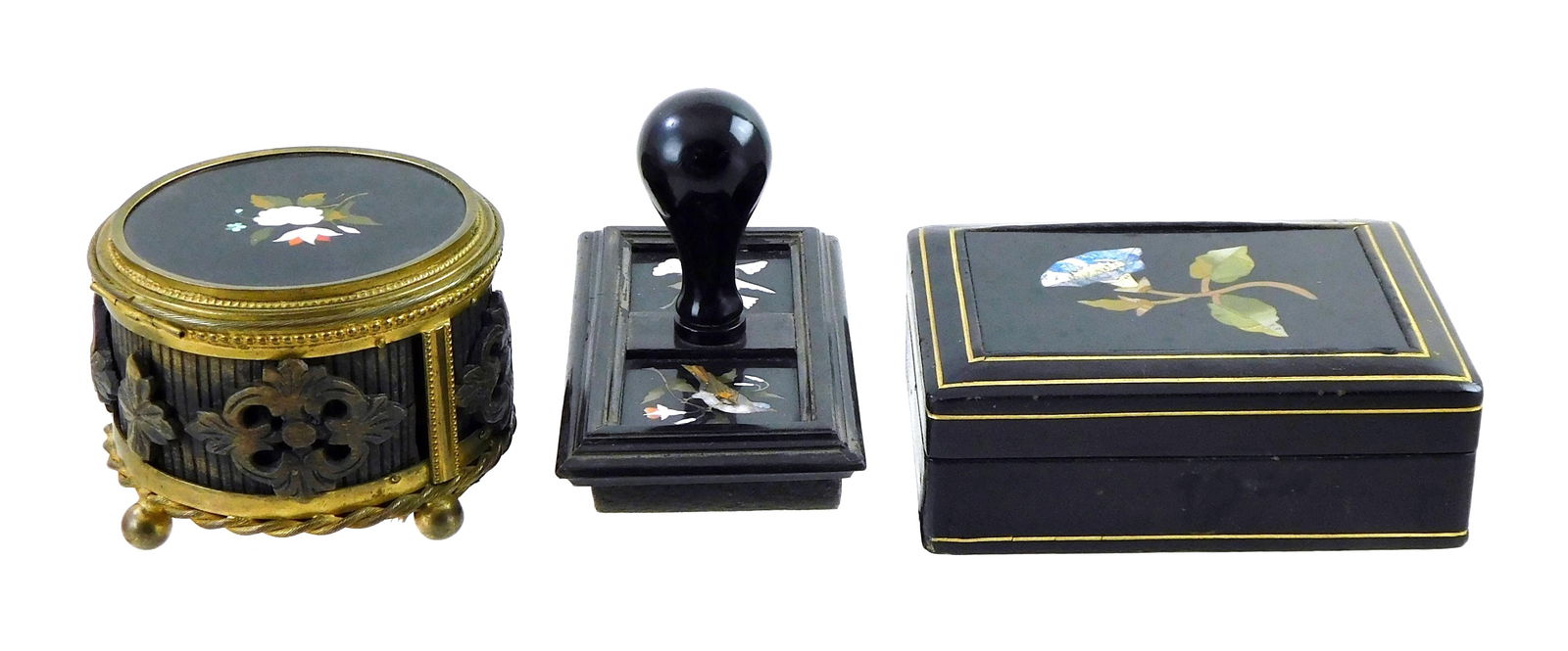 THREE PIETRA DURA DESK PIECES, 20TH