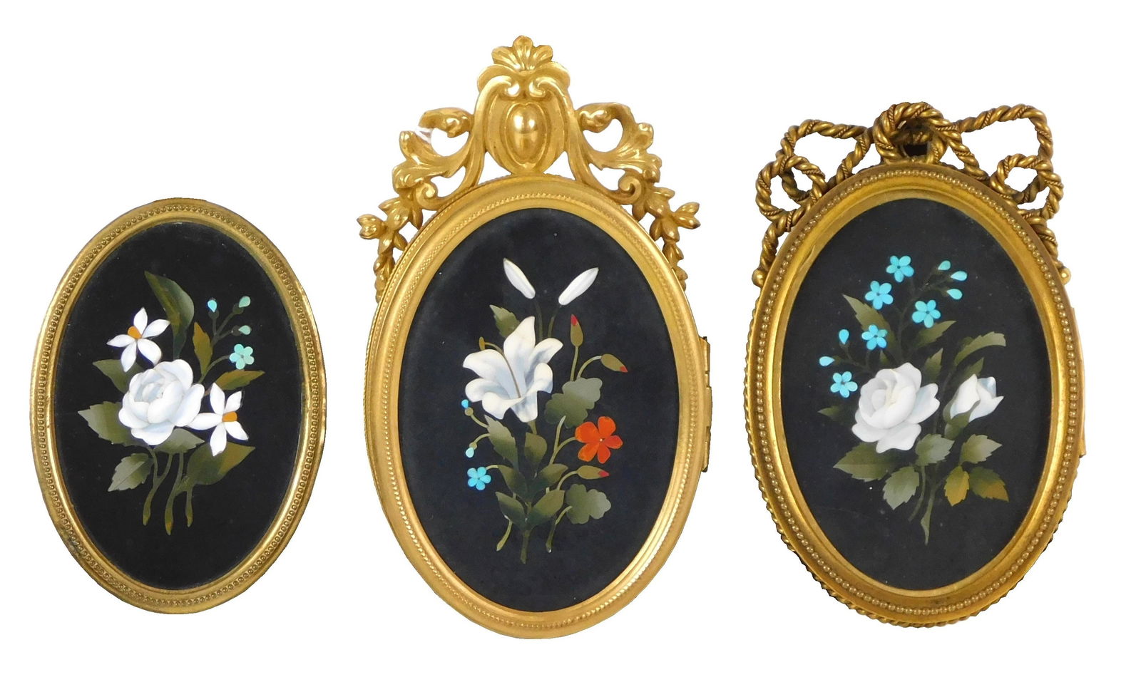 THREE PIETRA DURA MINIATURE