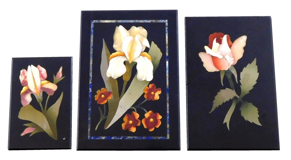 THREE PIETRA DURA PLAQUES, ITALIAN,