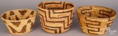 THREE PIMA INDIAN COILED BASKE