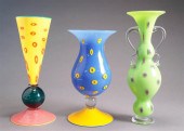THREE PINKWATER VASES, H OF TA