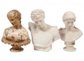 THREE PLASTER BUSTS OF MYTHOLO