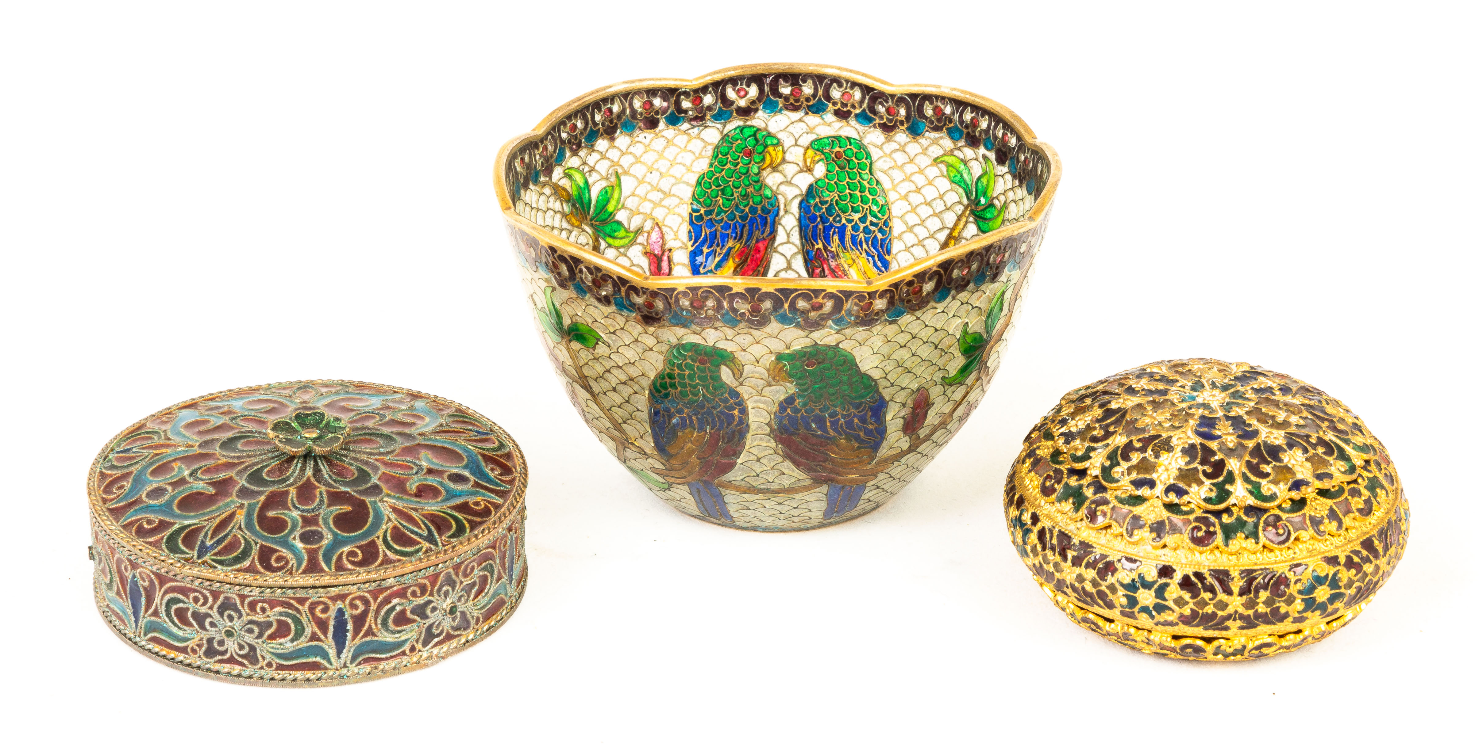 THREE PLIQUE-A-JOUR PIECES Two