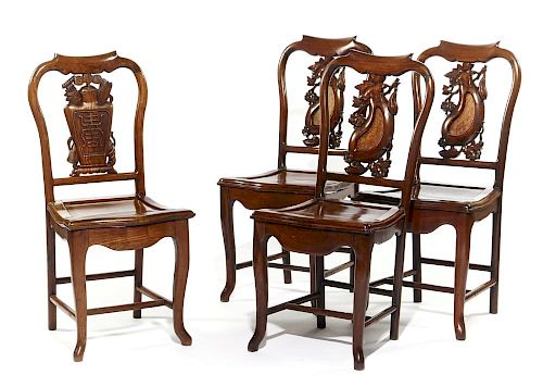 THREE PLUS ONE CHINESE CARVED