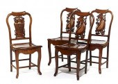 THREE PLUS ONE CHINESE CARVED